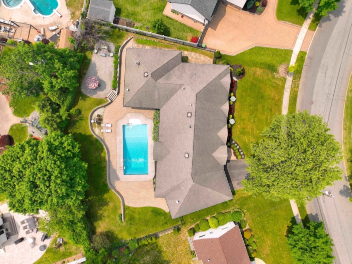 residential drone photography shot birds eye view